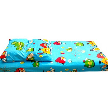 Angry Birds Bedsheet & 2 pillows - 4ft x 6ft